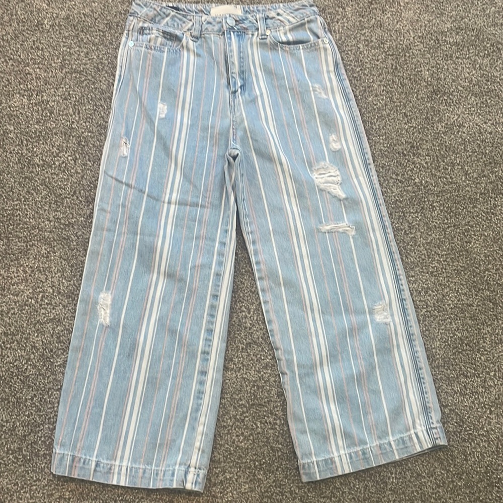 Habitual high rise wide leg crop jean